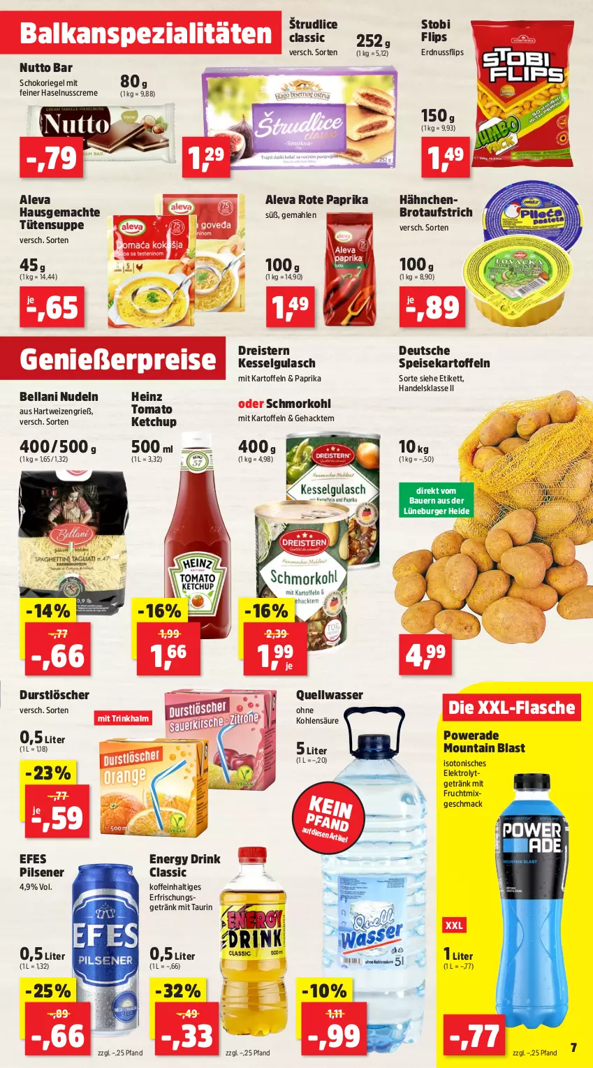 Aktueller Prospekt Thomas Philipps - von 27.01 bis 01.02.2025 - strona 7 - produkty: auer, aufstrich, Bau, Bauer, brot, brotaufstrich, burger, creme, dreistern, drink, durstlöscher, eis, Elektro, energy drink, erdnuss, erfrischungsgetränk, flasche, frucht, getränk, gulasch, hartweizen, haselnuss, Haselnusscreme, heinz, kartoffel, kartoffeln, ketchup, LG, mac, mit frucht, nudel, nudeln, nuss, paprika, pils, pilsener, reis, riegel, schoko, schokoriegel, speisekartoffeln, Spezi, suppe, Ti, tomato ketchup, Tüte, wasser