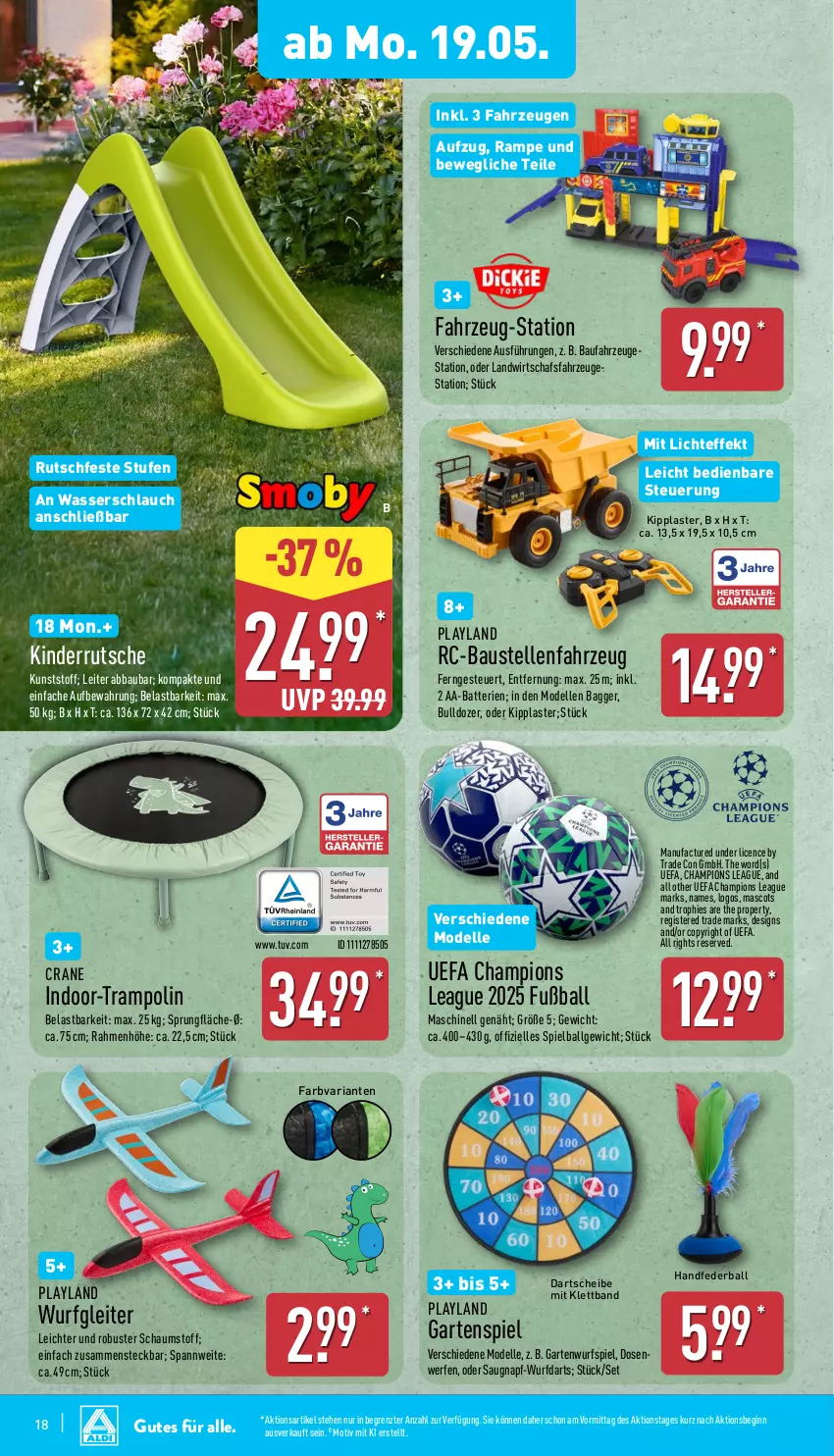 Aktueller Prospekt Aldi Nord - Von Montag - von 19.05 bis 24.05.2025 - strona 22 - produkty: AA-Batterien, Abba, aust, ball, batterie, batterien, Bau, champion, dell, elle, Fußball, Garten, gin, Kinder, LG, Mode, Ria, schlauch, Ti, Trampolin, wasser, Wasserschlauch, ZTE