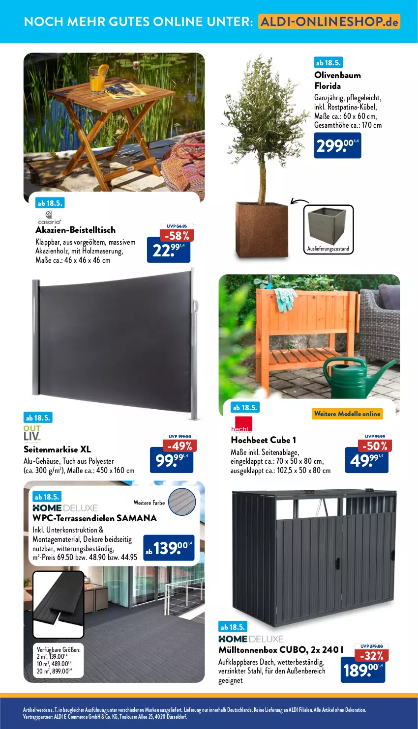Aktueller Prospekt Aldi Nord - Von Montag - von 19.05 bis 24.05.2025 - strona 33 - produkty: aldi, alle artikel ohne dekoration, Bau, beistelltisch, dekoration, dell, eis, elle, erde, Holz, Mode, olive, oliven, reis, Ria, Seitenmarkise, Ti, tisch, tuc
