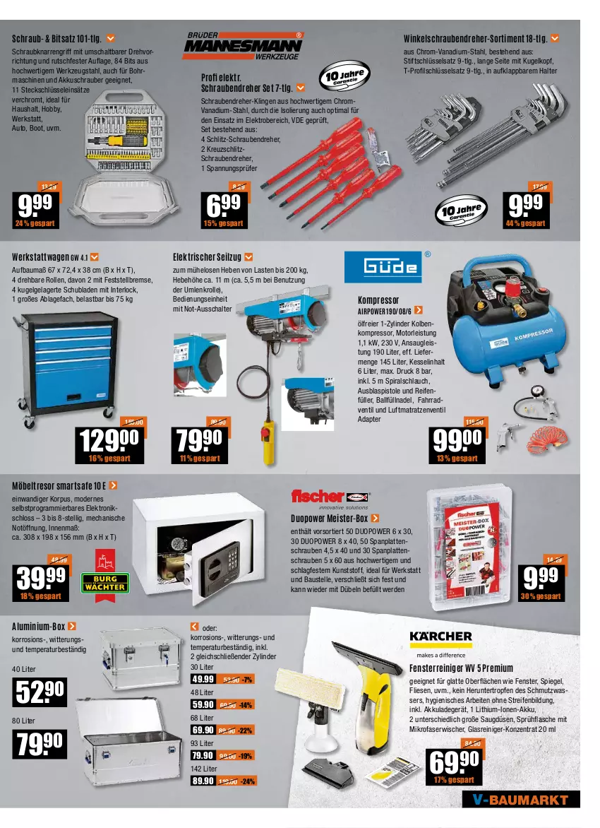 Aktueller Prospekt Vmarkt - V-Baumarkt - von 02.06 bis 08.06.2022 - strona 9 - produkty: adapter, akku, akkuschrauber, aust, auto, ball, Bau, eier, eis, Elektro, elle, erde, Fahrrad, fenster, flasche, Glasreiniger, Hobby, kompressor, Kugel, ladegerät, latte, LG, luftmatratze, matratze, matratzen, Meister, mikrofaser, mit mikrofaserwischer, möbel, Mode, reifen, reiniger, Schal, schlauch, schrauben, Schraubendreher, schubladen, spiegel, sprühflasche, Ti, usb, wasser, werkzeug