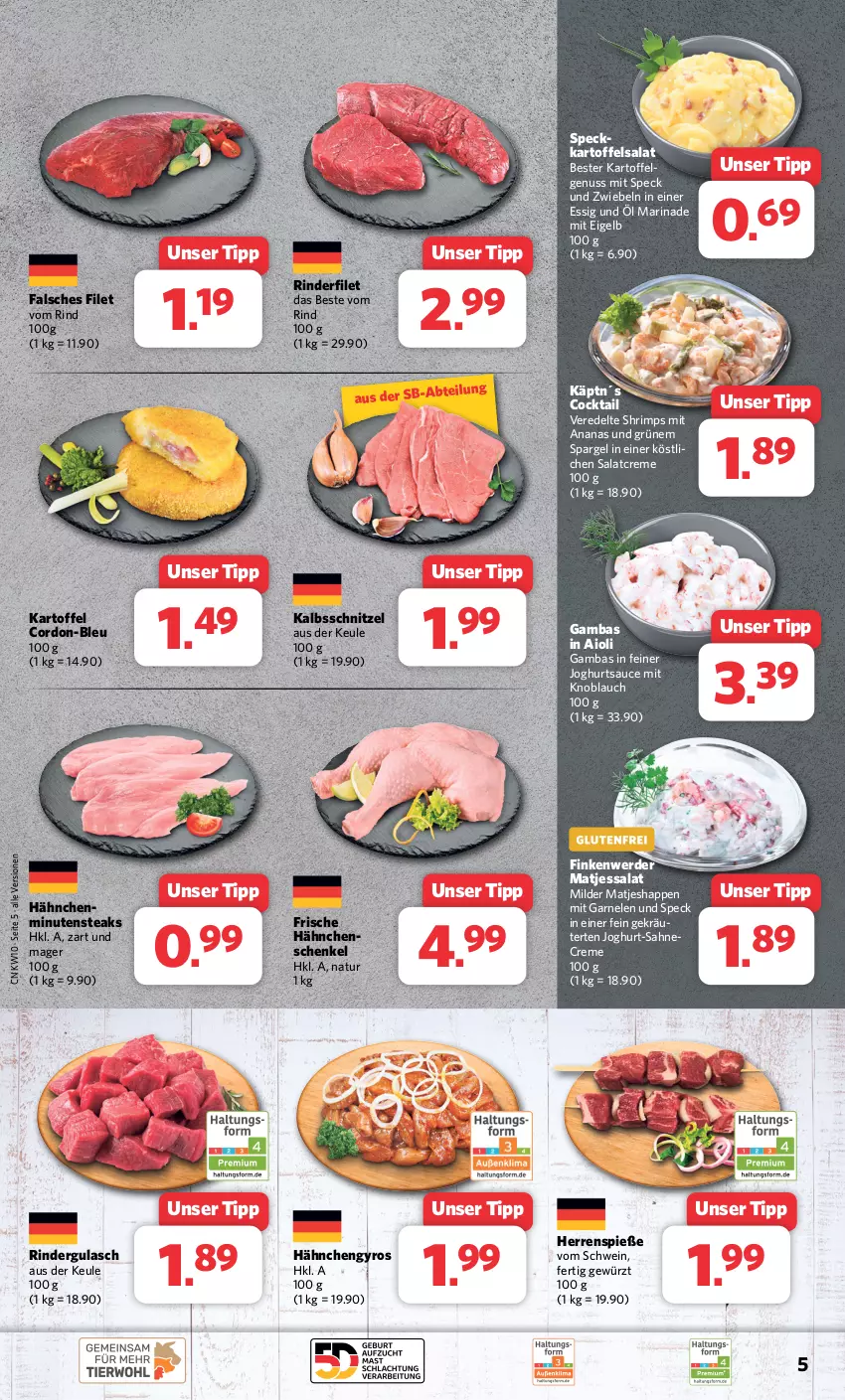 Aktueller Prospekt Combi - Prospekte - von 04.03 bis 09.03.2024 - strona 5 - produkty: aioli, ananas, cocktail, creme, erde, essig, Falsches Filet, filet, Frische Hähnchen, garnelen, gewürz, gulasch, gyros, Hähnchengyros, hähnchenschenkel, henkel, joghur, joghurt, kalbsschnitzel, kartoffel, kartoffelsalat, knoblauch, marinade, matjes, minutensteaks, mit knoblauch, natur, nuss, rind, rinder, rinderfilet, rindergulasch, sahne, salat, salatcreme, sauce, schenkel, schnitzel, schwein, spargel, Speck, steak, steaks, Ti, wein, zwiebel, zwiebeln