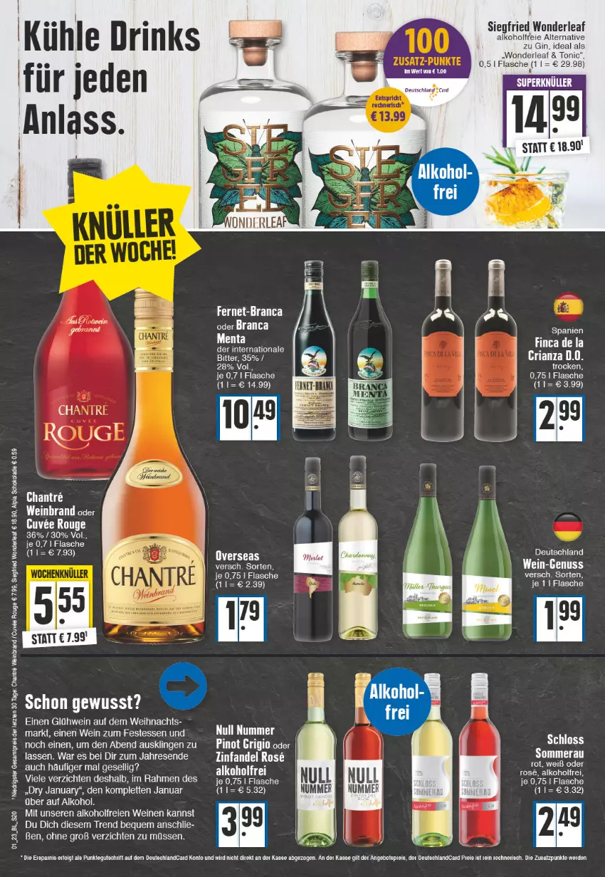 Aktueller Prospekt E Center - Angebote der Woche - von 02.01 bis 07.01.2023 - strona 20 - produkty: alkohol, alpia, eis, ente, flasche, gin, Glühwein, LG, Pinot, reis, Ria, rouge, schoko, schokolade, Ti, tonic, wein, weinbrand, weine, Weste, ZTE