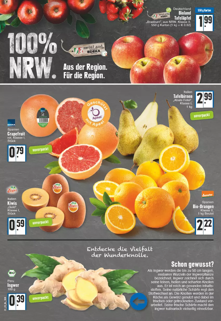 Aktueller Prospekt E Center - Angebote der Woche - von 02.01 bis 07.01.2023 - strona 6 - produkty: Birnen, decke, elle, erde, gewürz, ingwer, küche, LG, mac, rel, tafeläpfel, tafelbirnen, tee, Ti