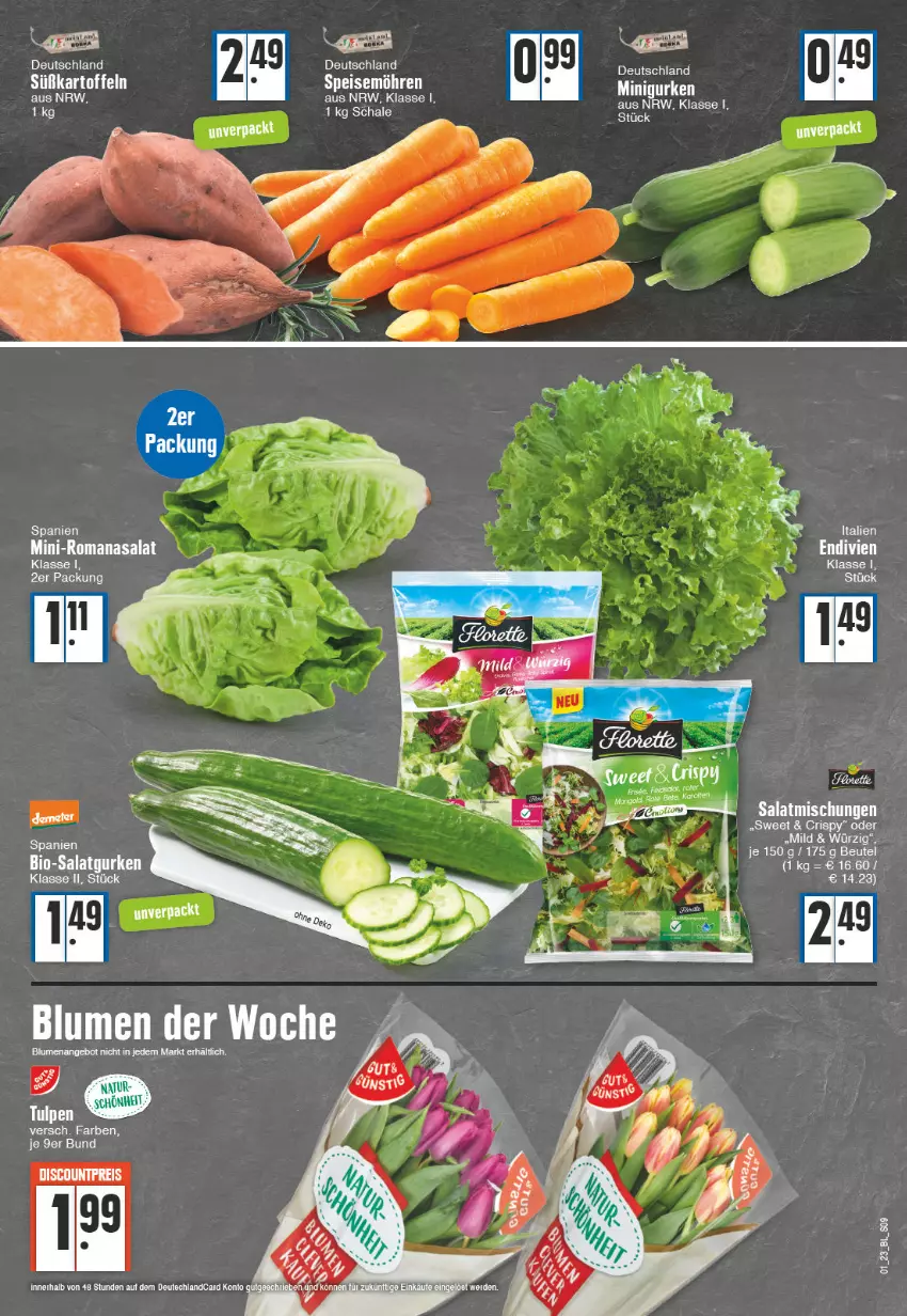 Aktueller Prospekt E Center - Angebote der Woche - von 02.01 bis 07.01.2023 - strona 9 - produkty: angebot, blume, blumen, kartoffel, kartoffeln, Romanasalat, salat, Süßkartoffeln, Ti