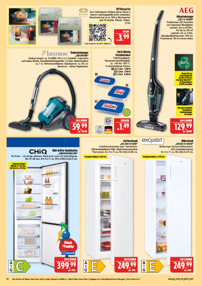 Aktueller Prospekt Marktkauf - Prospekt - von 02.11 bis 08.11.2025 - strona 36 - produkty: aeg, akku, Behälter, beutel, bürste, eis, Elektro, elle, gefrierfach, HP, kerze, kühlschrank, lack, leine, LG, perlen, reis, Schrank, schubladen, Teleskop, thermostat, Ti, tisch