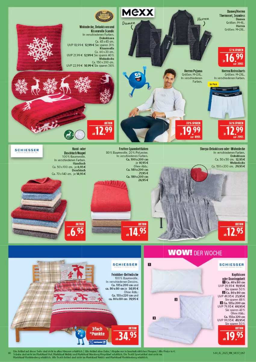 Aktueller Prospekt Marktkauf - Prospekt - von 02.11 bis 08.11.2025 - strona 40 - produkty: Bau, baumwolle, decke, dekokissen, duschtuch, eis, handtuch, kissen, kopfkissen, Mexx, Pyjama, reis, retroshorts, schuhe, shorts, Sport, tee, Ti, tuc, wolle