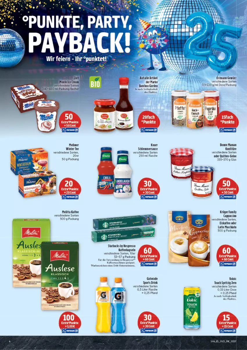 Aktueller Prospekt Marktkauf - Prospekt - von 02.11 bis 08.11.2025 - strona 6 - produkty: ACC, bonne maman, Cap, cappuccino, chia, cin, drink, eis, eiskaffee, espresso, flasche, fleisch, gelee, gewürz, kaffee, kaffeekapseln, kaffeemaschine, knorr, konfitüre, krüger, latte, latte macchiato, mac, macchiato, mam, melitta, Meßmer, nespresso, paprika, pfeffer, rwe, sauce, schlemmersauce, Sport, starbucks, tee, Ti, volvic