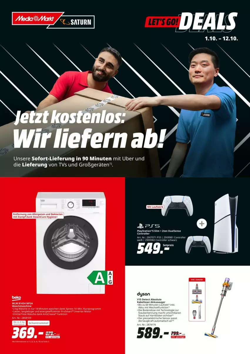 Aktueller Prospekt Saturn - Prospekte - von 07.10 bis 12.10.2024 - strona 1 - produkty: beko, Dyson, eier, lays, PlayStation, rel, Roller, Ti