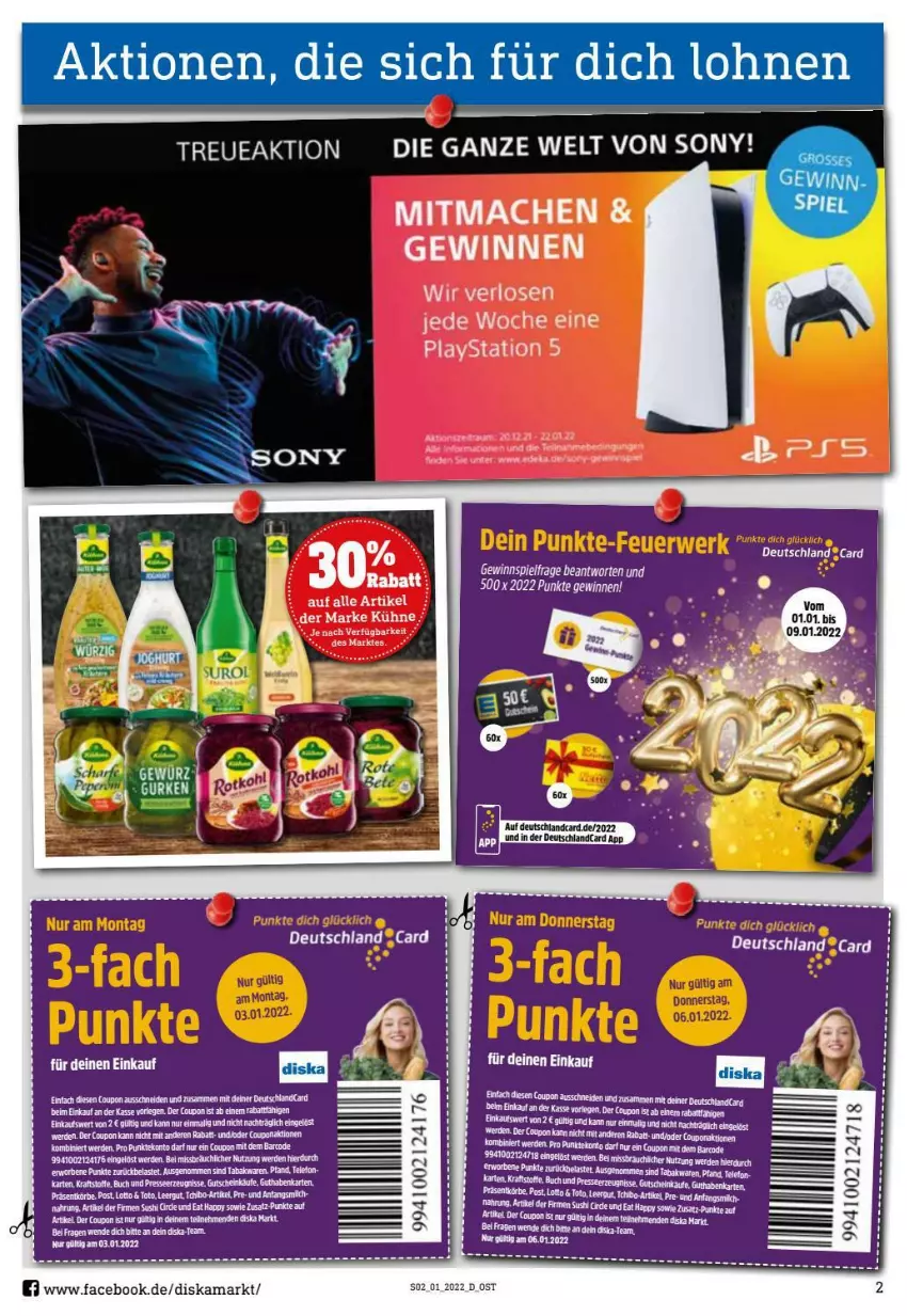 Aktueller Prospekt Diska - Prospekte - von 03.01 bis 08.01.2022 - strona 2 - produkty: coupon, deutschland card, deutschlandcard, lays, PlayStation, PlayStation 5, rel, sony, Tchibo, tee, Ti