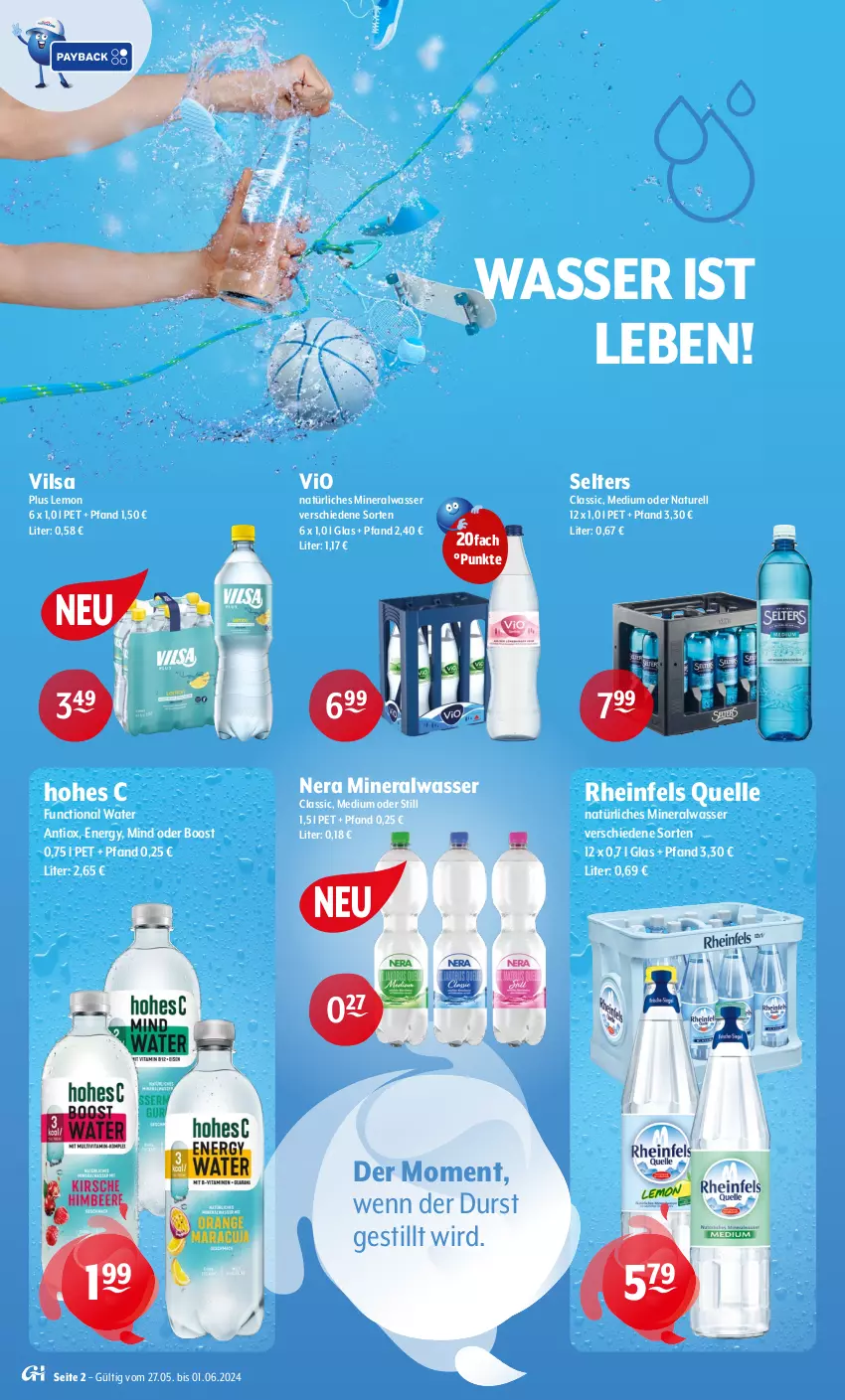 Aktueller Prospekt Getraenke Hoffmann - Prospekte - von 27.05 bis 01.06.2024 - strona 2 - produkty: Alwa, elle, Hohes C, mineralwasser, Mineralwasser Classic, natur, natürliches mineralwasser, rel, rheinfels quelle, Selters, Ti, vilsa, wasser