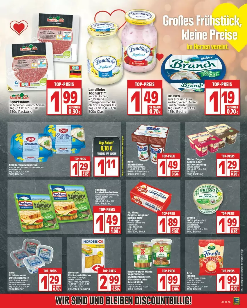 Aktueller Prospekt Edeka - Prospekte - von 12.02 bis 17.02.2024 - strona 7 - produkty: Becher, brot, discount, drink, eis, joghur, joghurt, Nordsee, reis, rum, salami, sandwich, Sport, top-preis