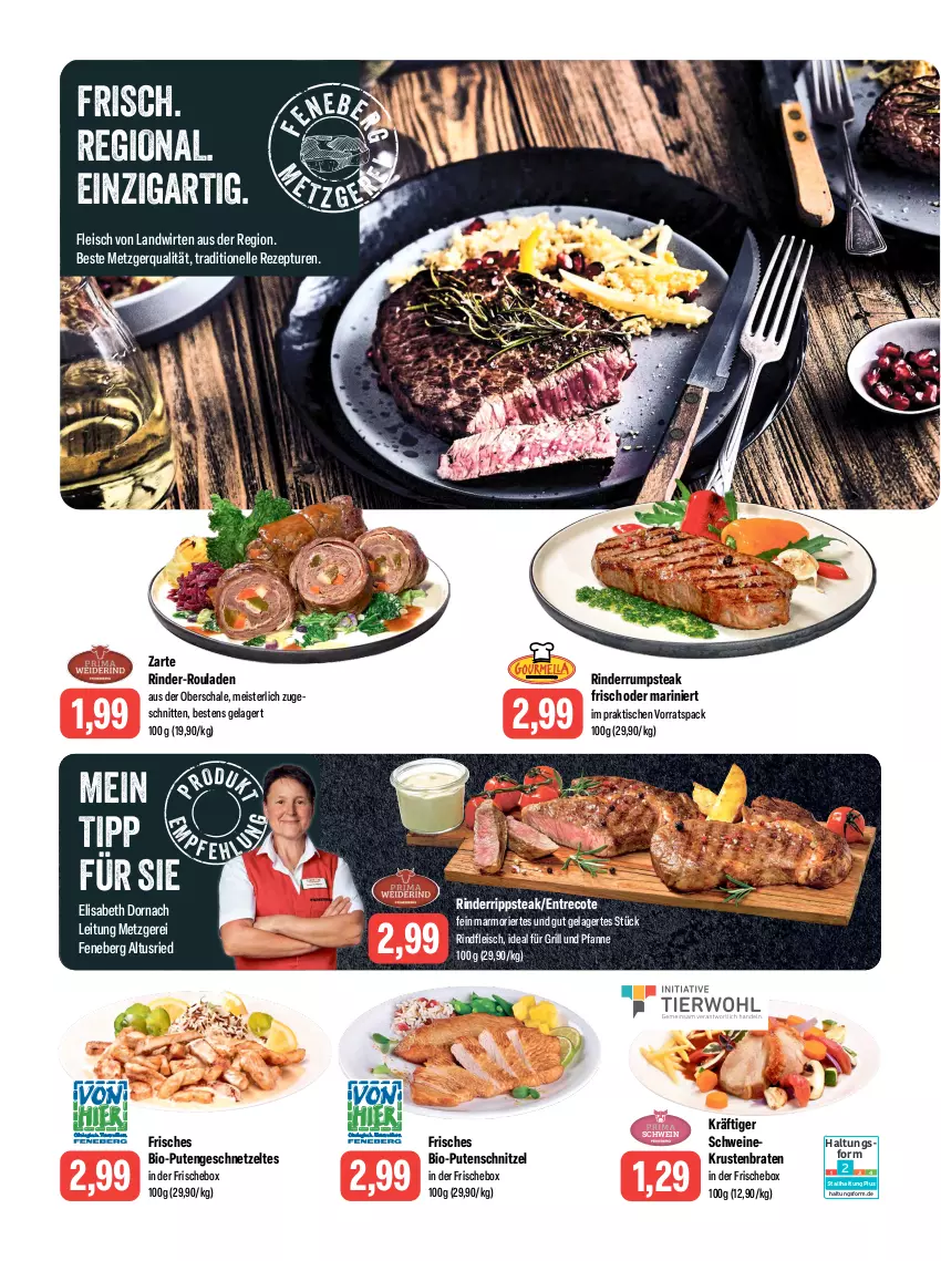 Aktueller Prospekt Feneberg - Prospekte - von 14.12 bis 16.12.2023 - strona 2 - produkty: bio, braten, eis, elle, fleisch, für grill und pfanne, geschnetzeltes, grill, grill und pfanne, ideal für grill, ideal für grill und pfanne, krustenbraten, Meister, pfanne, pute, Putengeschnetzeltes, putenschnitzel, rezept, rind, rinder, rinder-rouladen, rindfleisch, rouladen, rum, rumpsteak, Schal, Schale, schnitten, schnitzel, schwein, schweine, steak, Ti, tisch, und pfanne, wein, weine, Zelt