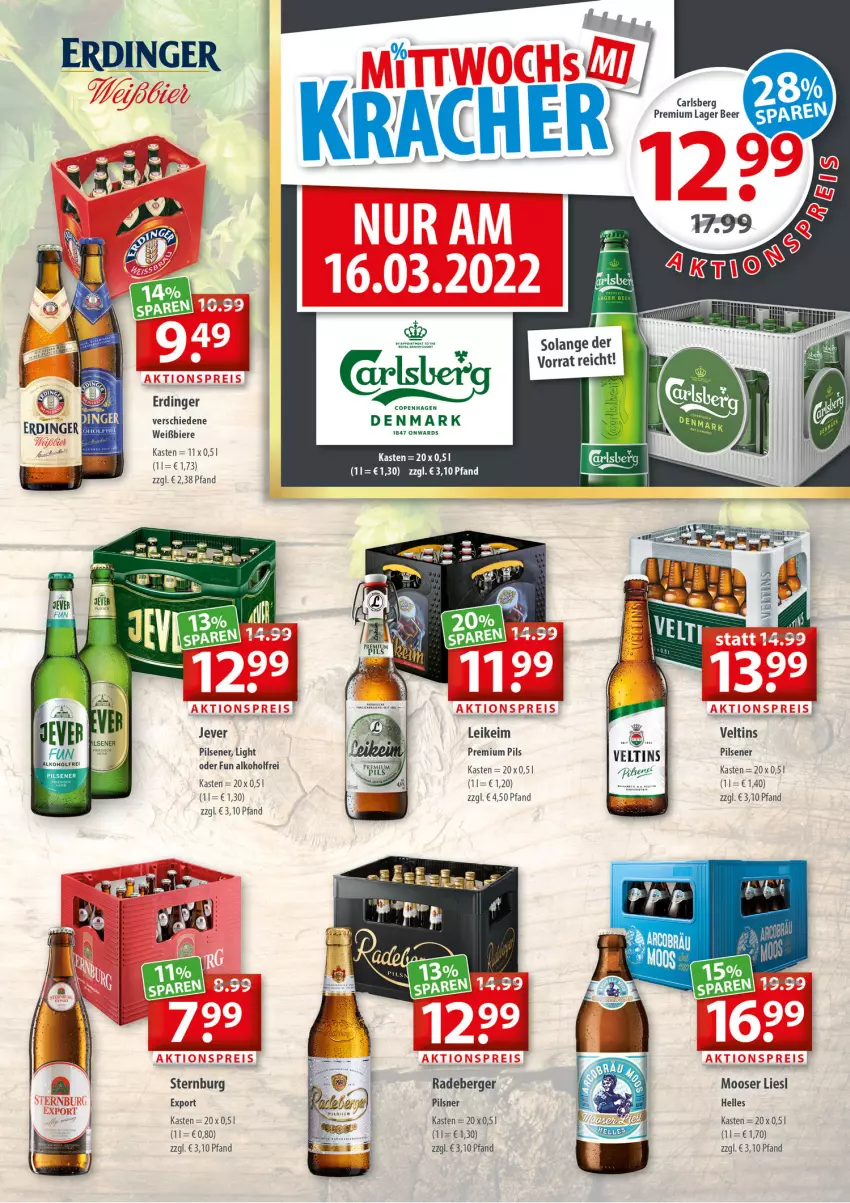 Aktueller Prospekt Getraenkeland - von 07.03 bis 19.03.2022 - strona 3 - produkty: alkohol, Berger, bier, Biere, carlsberg, elle, erdinger, jever, pils, pilsener, pilsner, premium pils, radeberger, Sternburg, Ti, veltins, veltins pilsener