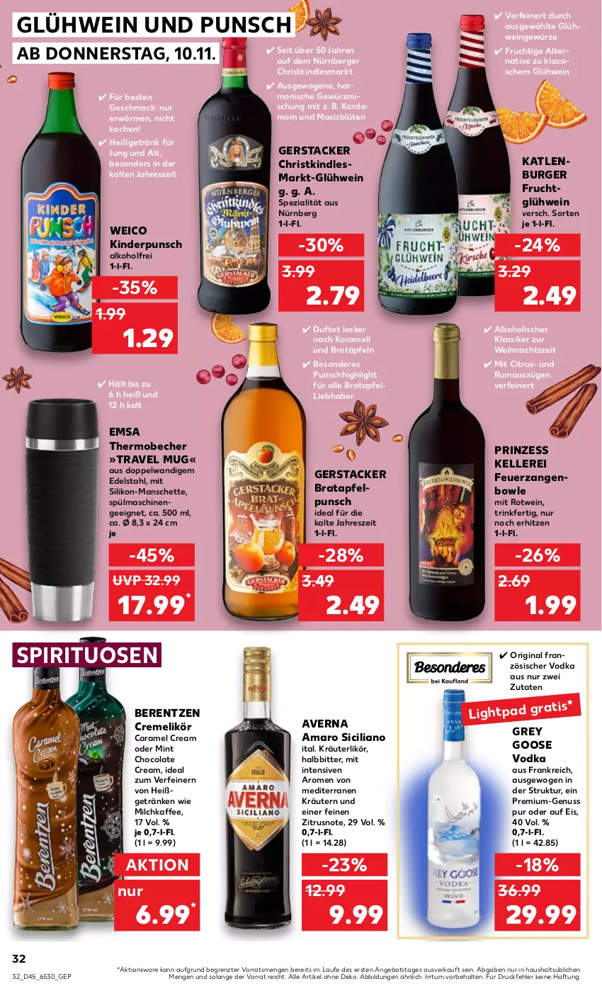 Aktueller Prospekt Kaufland - von 10.11 bis 16.11.2022 - strona 32 - produkty: alkohol, amaro, angebot, apfel, averna, Becher, berentzen, Berger, Blüte, bowle, burger, caramel, citrus, cola, creme, edelstahl, eis, elle, emsa, frucht, getränk, getränke, gewürz, Gewürzmischung, gin, Glühwein, kaffee, karamell, Kinder, Kindle, kräuter, kräuterlikör, kräutern, likör, mac, Maus, milch, mint, nürnberger, nuss, rotwein, rum, Spezi, spirituosen, spülmaschinen, Ti, travel mug, vodka, wein, Zangen, ZTE