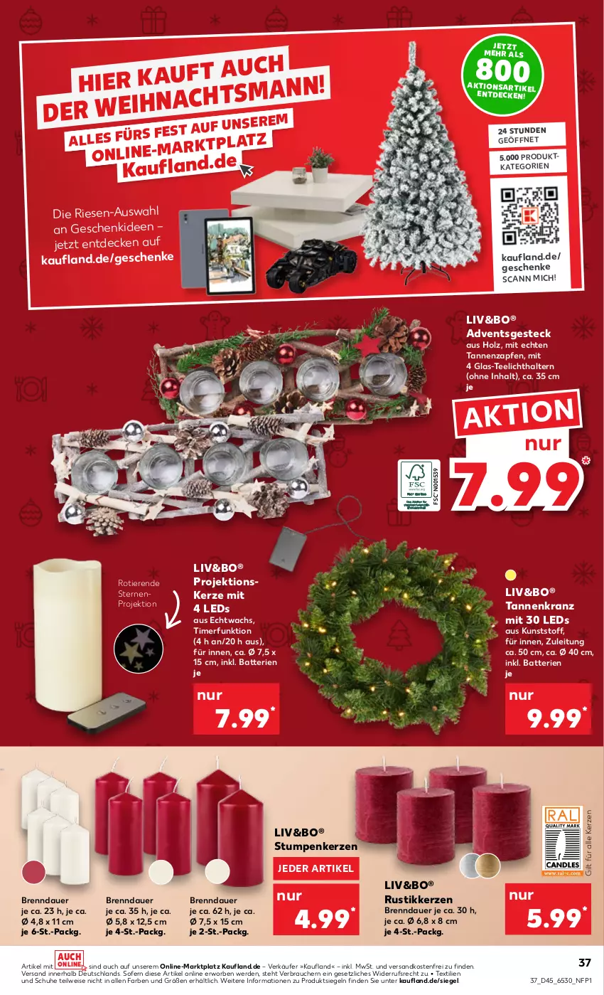 Aktueller Prospekt Kaufland - von 10.11 bis 16.11.2022 - strona 37 - produkty: auer, batterie, batterien, decke, eis, erde, Holz, kerze, Kranz, leds, ndk, Rauch, schuhe, Tannenkranz, tee, Teelicht, teelichthalter, Ti, Tiere, timer, versandkostenfrei