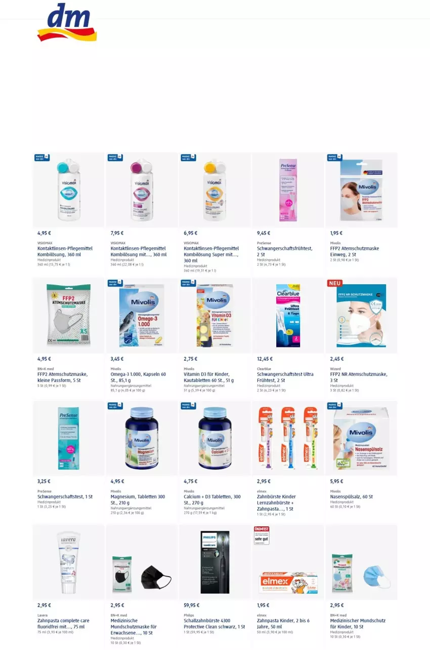 Aktueller Prospekt Dm Drogerie - Prospekte - von 03.03 bis 09.03.2022 - strona 6 - produkty: Atemschutzmaske, bürste, Calcium, Clearblue, elmex, Kinder, lavera, leine, LG, linsen, Maske, medizinprodukt, omega, Omega-3, pasta, Philips, salz, Schal, schallzahnbürste, Schwangerschaftstest, tablet, tablett, Tablette, Ti, vita, Vitamin D, zahnbürste, zahnpasta