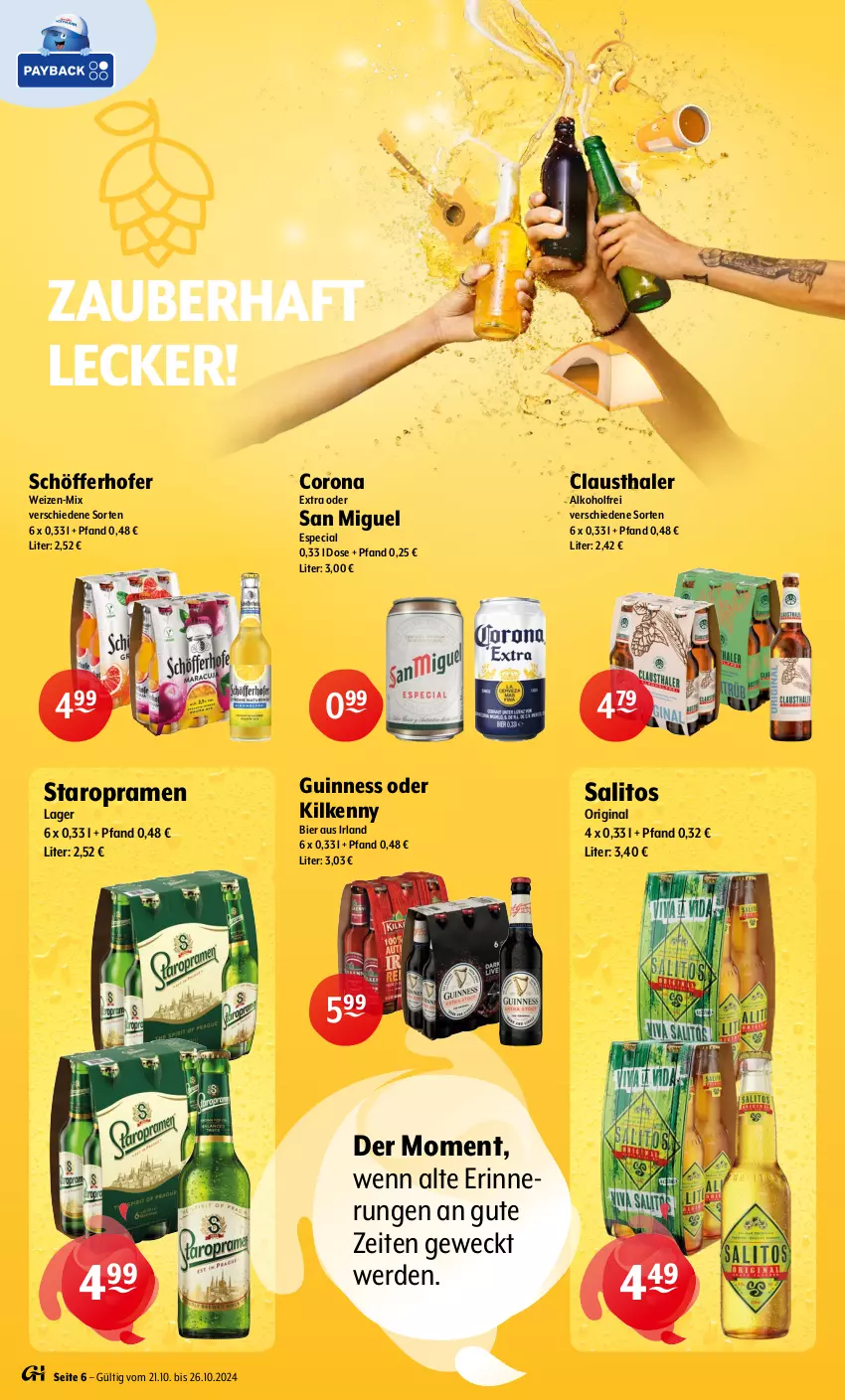 Aktueller Prospekt Getraenke Hoffmann - Prospekte - von 21.10 bis 26.10.2024 - strona 6 - produkty: alkohol, aust, bier, clausthaler, corona, corona extra, erde, gin, Guinness, Kilkenny, schöfferhofer, Staropramen, Ti, weck