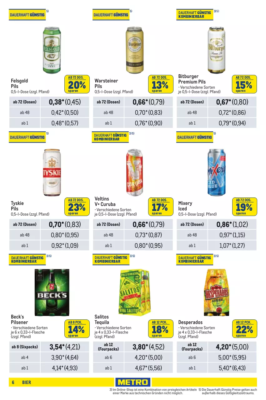 Aktueller Prospekt Metro - Händler Journal - von 08.08 bis 21.08.2024 - strona 6 - produkty: auer, bier, bitburger, burger, desperados, eis, flasche, Mixer, mixery, pils, pilsener, premium pils, reis, steiner, tequila, Ti, tyskie, veltins, warsteiner