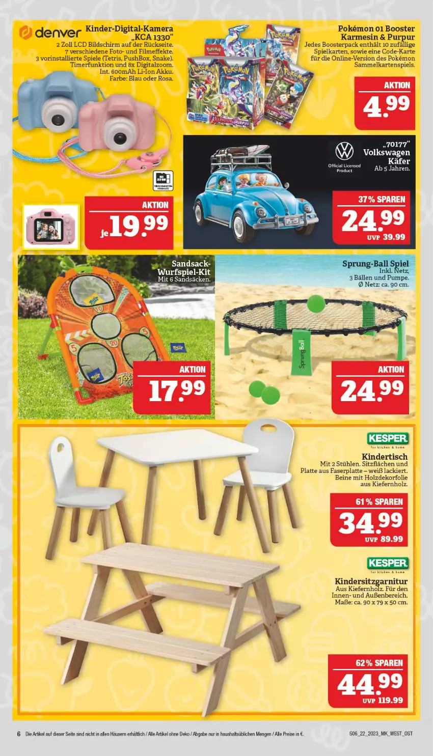 Aktueller Prospekt Marktkauf - Prospekt - von 27.05 bis 03.06.2023 - strona 6 - produkty: akku, eis, garnitur, Holz, käfer, kamera, Kartenspiel, Kinder, Kindersitz, lack, latte, reis, sac, Spiele, Stühl, Ti, timer, tisch