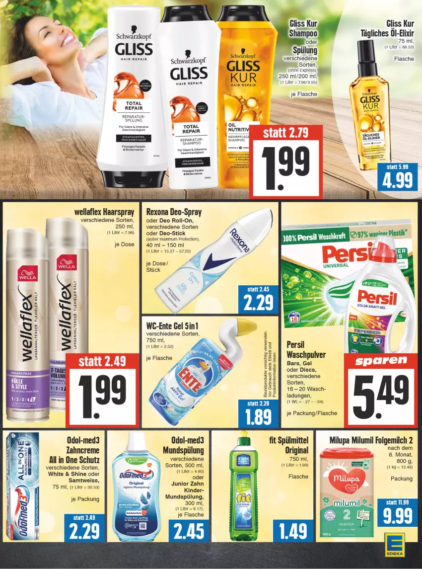 Aktueller Prospekt E Center - Angebote der Woche - von 25.09 bis 30.09.2023 - strona 19 - produkty: asti, bio, biozidprodukte, Blüte, creme, deo, deo roll-on, eis, ente, flasche, folgemilch, gin, gliss, gliss kur, haarspray, HP, Kinder, LG, milch, milupa, mundspülung, Nektar, oder deo roll-on, Odol, Rauch, rexona, roll-on, rwe, schwarzkop, schwarzkopf, shampoo, spülmittel, spülung, tender, Ti, Waschpulver, Wella, wellaflex, zahncreme