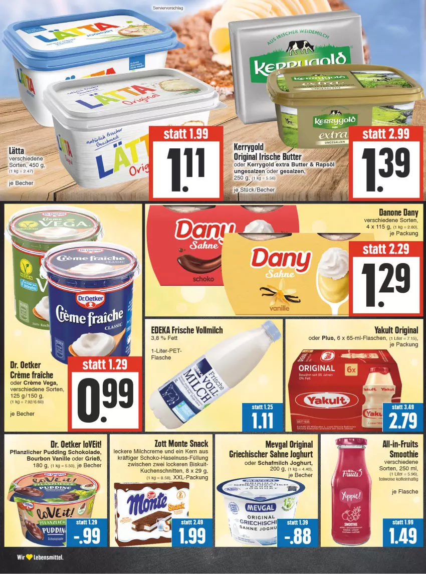 Aktueller Prospekt E Center - Angebote der Woche - von 25.09 bis 30.09.2023 - strona 8 - produkty: Becher, bourbon, bourbon vanille, butter, creme, danone, Dany, deka, Dr. Oetker, eis, flasche, gin, haselnuss, irische butter, joghur, joghurt, kerrygold, kerrygold extra, kuchen, Kuchenschnitte, lebensmittel, milch, monte, nuss, pudding, rapsöl, sahne, sahne joghurt, salz, schnitten, schoko, schokolade, smoothie, snack, Ti, vanille, vollmilch, xxl-packung