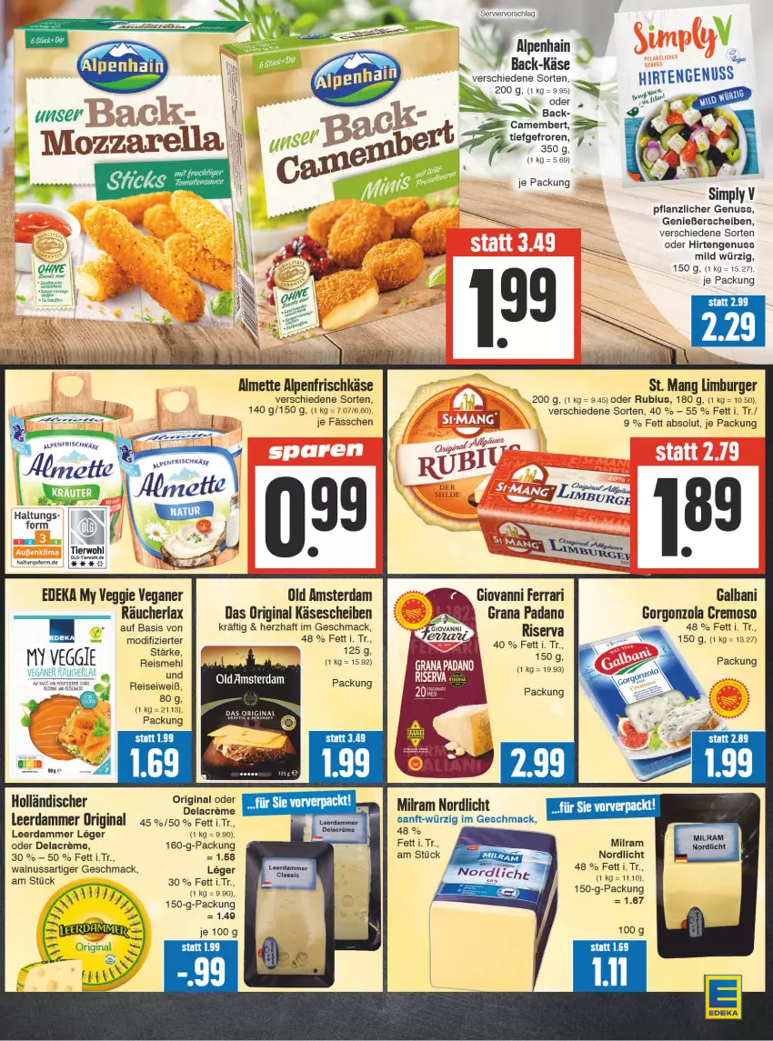 Aktueller Prospekt E Center - Angebote der Woche - von 25.09 bis 30.09.2023 - strona 9 - produkty: almette, alpenfrischkäse, Alpenhain, buch, burger, camembert, creme, deka, dip, eis, frischkäse, galbani, gin, gorgonzola, grana, grana padano, Käse, käsescheiben, leerdammer, LG, Limburger, mac, mehl, Mett, milram, nuss, Old Amsterdam, padano, Rana, reis, riserva, Rubius, St. Mang, Ti, veggie, walnuss