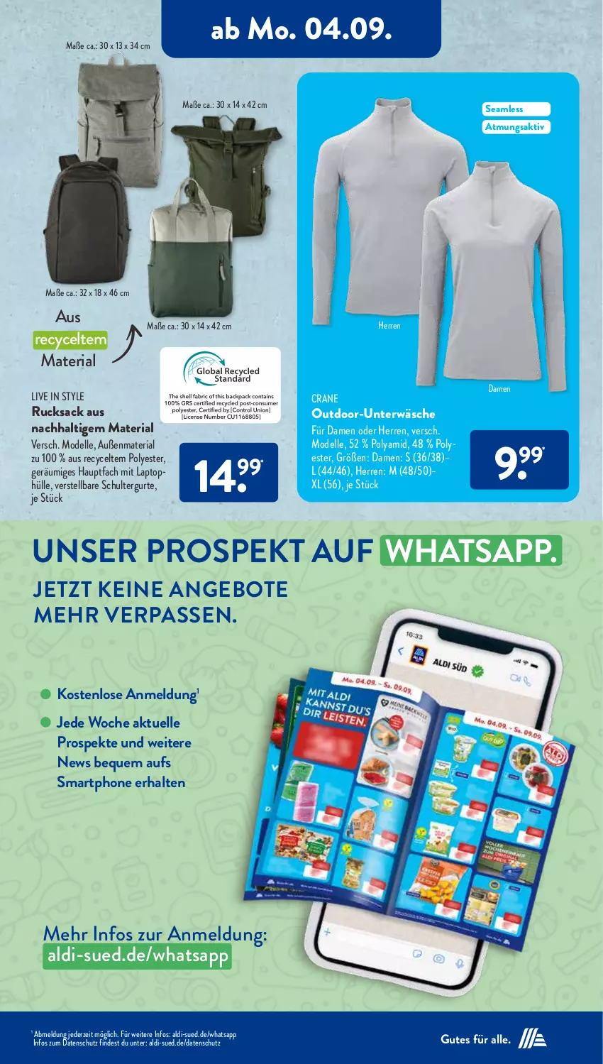 Aktueller Prospekt AldiSud - NÄCHSTE WOCHE - von 04.09 bis 09.09.2023 - strona 15 - produkty: aldi, angebot, angebote, dell, elle, Laptop, Mode, Ria, rucksack, sac, schultergurt, smartphone, Ti, Unterwäsche