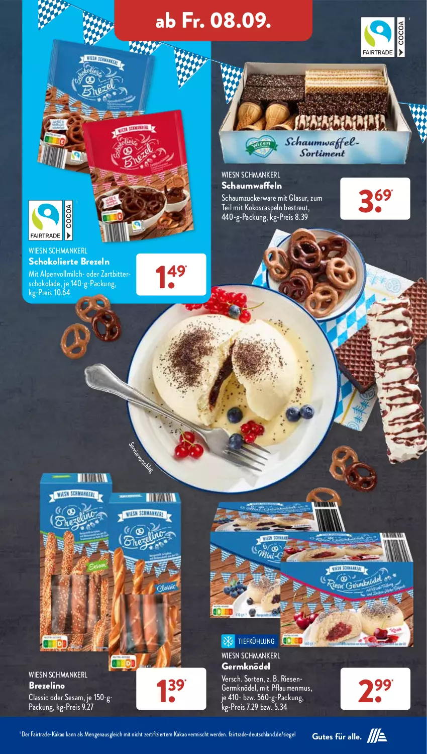 Aktueller Prospekt AldiSud - NÄCHSTE WOCHE - von 04.09 bis 09.09.2023 - strona 35 - produkty: brezel, Brezeln, eis, erde, Germ, kakao, Knödel, kokos, milch, pflaume, pflaumen, pflaumenmus, reis, Schaumzucker, schoko, schokolade, sesam, Ti, vollmilch, waffeln, zucker