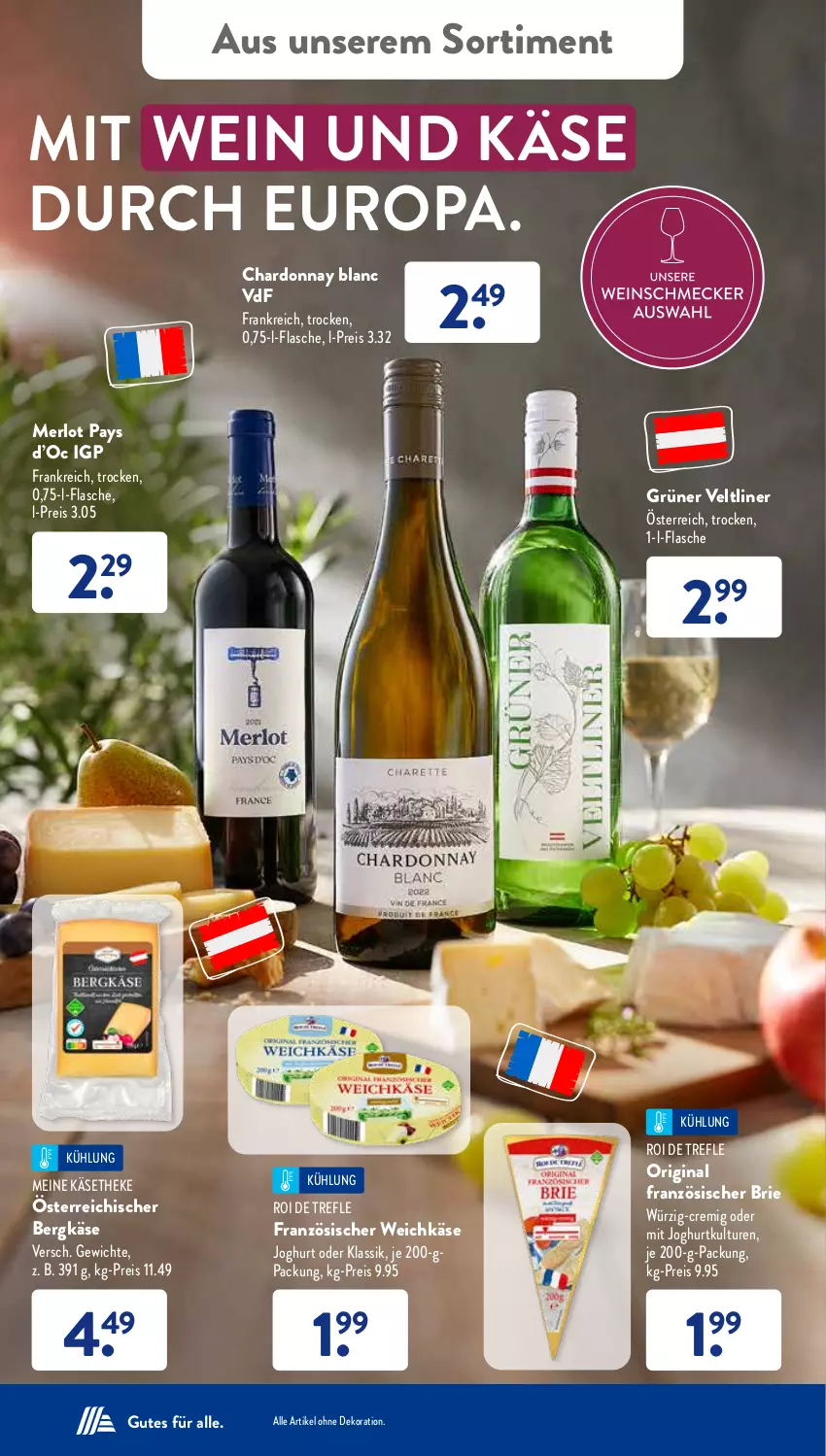 Aktueller Prospekt AldiSud - NÄCHSTE WOCHE - von 04.09 bis 09.09.2023 - strona 36 - produkty: alle artikel ohne dekoration, Bergkäse, brie, chardonnay, dekoration, eis, flasche, französischer weichkäse, gin, grüner veltliner, joghur, joghurt, Käse, käsetheke, merl, merlot, reis, Ti, weichkäse, wein