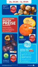 Gazetka promocyjna AldiSud - NÄCHSTE WOCHE - Gazetka - ważna od 09.09 do 09.09.2023 - strona 5 - produkty: aldi, angebot, asti, bio, Bio-Obst, braun, champignon, champignons, champignons braun, decke, eis, elle, henkel, korb, kracher, obst, Obst und Gemüse, reis, rum, Schal, Schale, Ti, und gemüse, ZTE