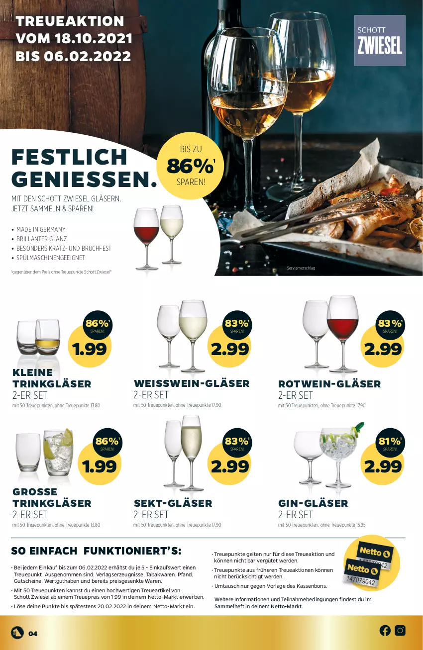 Aktueller Prospekt Netto - Angebote ab Montag - von 27.12 bis 31.12.2021 - strona 4 - produkty: eis, erde, Germ, gin, Gläser, gutschein, gutscheine, leine, reis, rotwein, rwe, schott, sekt, spülmaschinen, Ti, wein