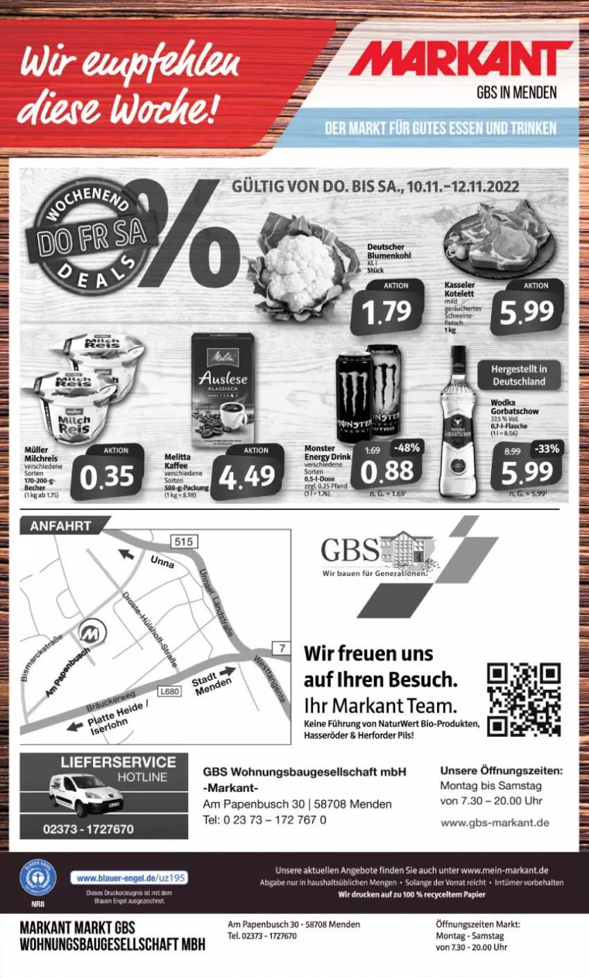 Aktueller Prospekt Markant - Prospekte - von 07.11 bis 12.11.2022 - strona 12 - produkty: angebot, angebote, Bau, Bebe, Becher, bio, brot, eis, elle, ente, flasche, hasseröder, lieferservice, milch, milchreis, Müller, natur, pils, reis, rwe, Ti, uhr