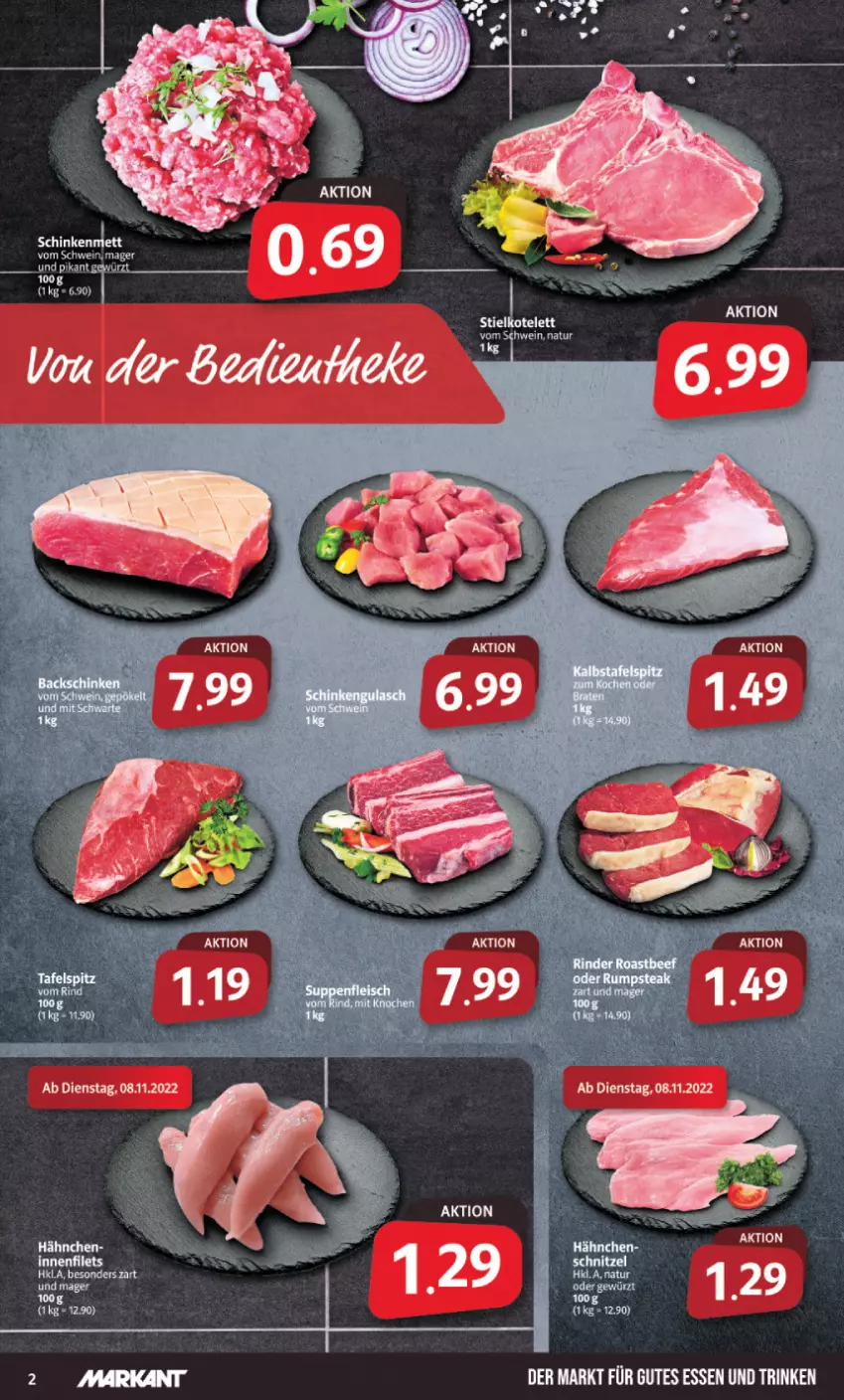 Aktueller Prospekt Markant - Prospekte - von 07.11 bis 12.11.2022 - strona 2 - produkty: beef, gewürz, gin, natur, oder rumpsteak, rind, rinder, roastbeef, rum, rumpsteak, schinken, schnitzel, steak, tafelspitz, wein