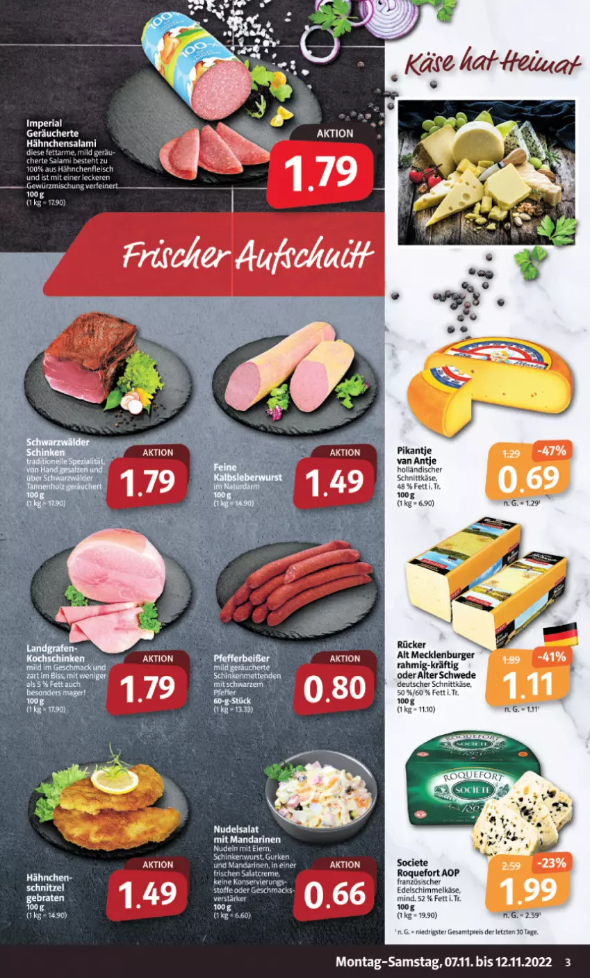 Aktueller Prospekt Markant - Prospekte - von 07.11 bis 12.11.2022 - strona 3 - produkty: burger, deutscher schnittkäse, eier, eis, gurke, gurken, holländischer schnittkäse, Käse, mandarine, mandarinen, nudel, nudeln, nudelsalat, reis, salat, schinken, schinkenwurst, schnittkäse, schnitzel, tee, Ti, wurst, ZTE