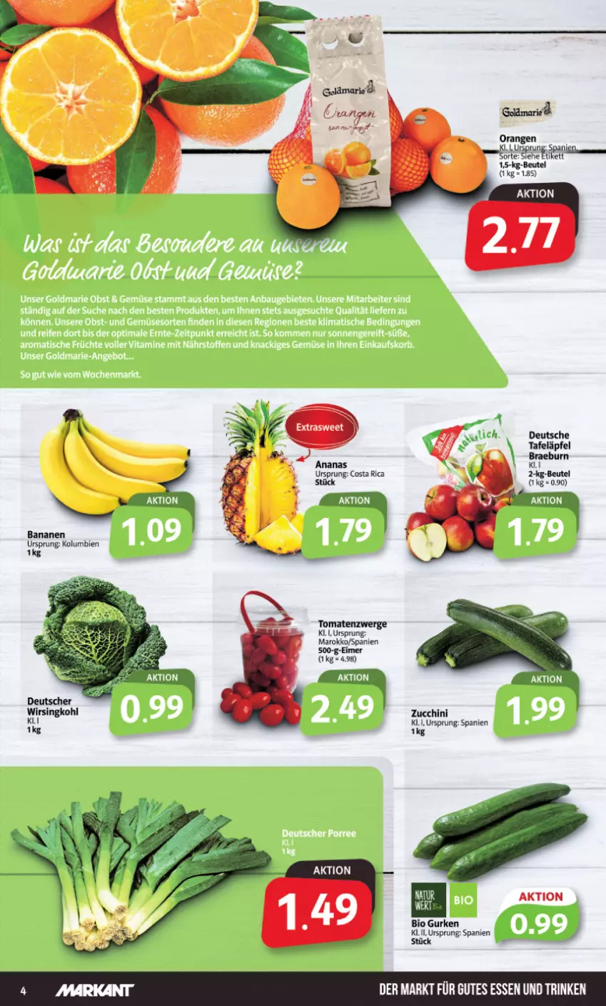 Aktueller Prospekt Markant - Prospekte - von 07.11 bis 12.11.2022 - strona 4 - produkty: beutel, bio, bio gurken, eimer, gurke, gurken, gutes essen, orange, orangen, Ti, tomate, tomaten, zucchini