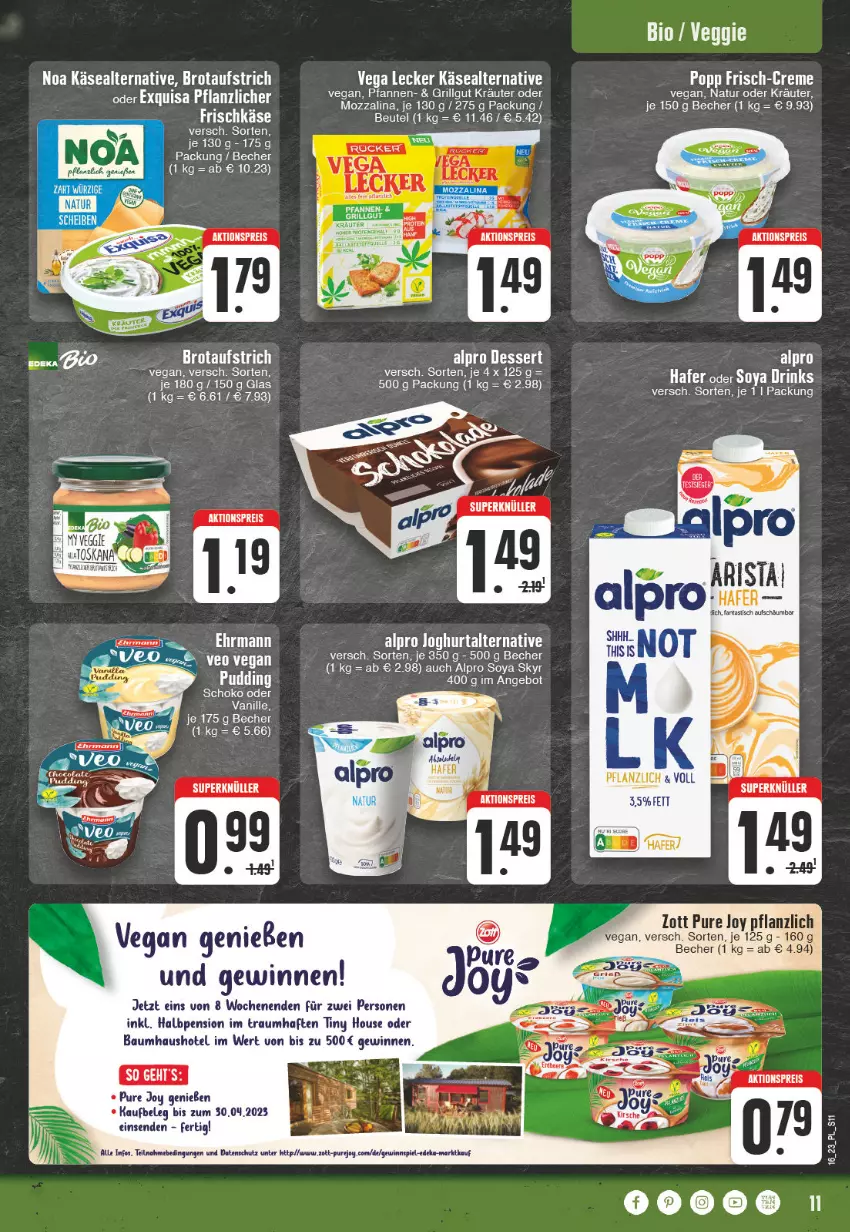 Aktueller Prospekt E Center - Angebote der Woche - von 10.04 bis 15.04.2023 - strona 11 - produkty: aktionspreis, alpro, angebot, aufstrich, Bau, Becher, beutel, brot, brotaufstrich, deka, dessert, drink, drinks, ehrmann, eis, exquisa, frischkäse, gewinnspiel, grill, hafer, joghur, joghurt, Käse, kräuter, LG, natur, oder kräuter, pfanne, pfannen, pudding, reis, rwe, schoko, Skyr, soya, Ti, vanille, zott