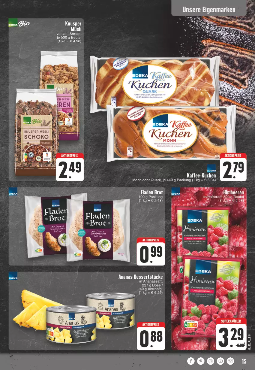 Aktueller Prospekt E Center - Angebote der Woche - von 10.04 bis 15.04.2023 - strona 15 - produkty: aktionspreis, ananas, beere, beeren, brot, dessert, desserts, eis, elle, himbeer, himbeere, himbeeren, kaffee, müsli, quark, reis, saft, Ti