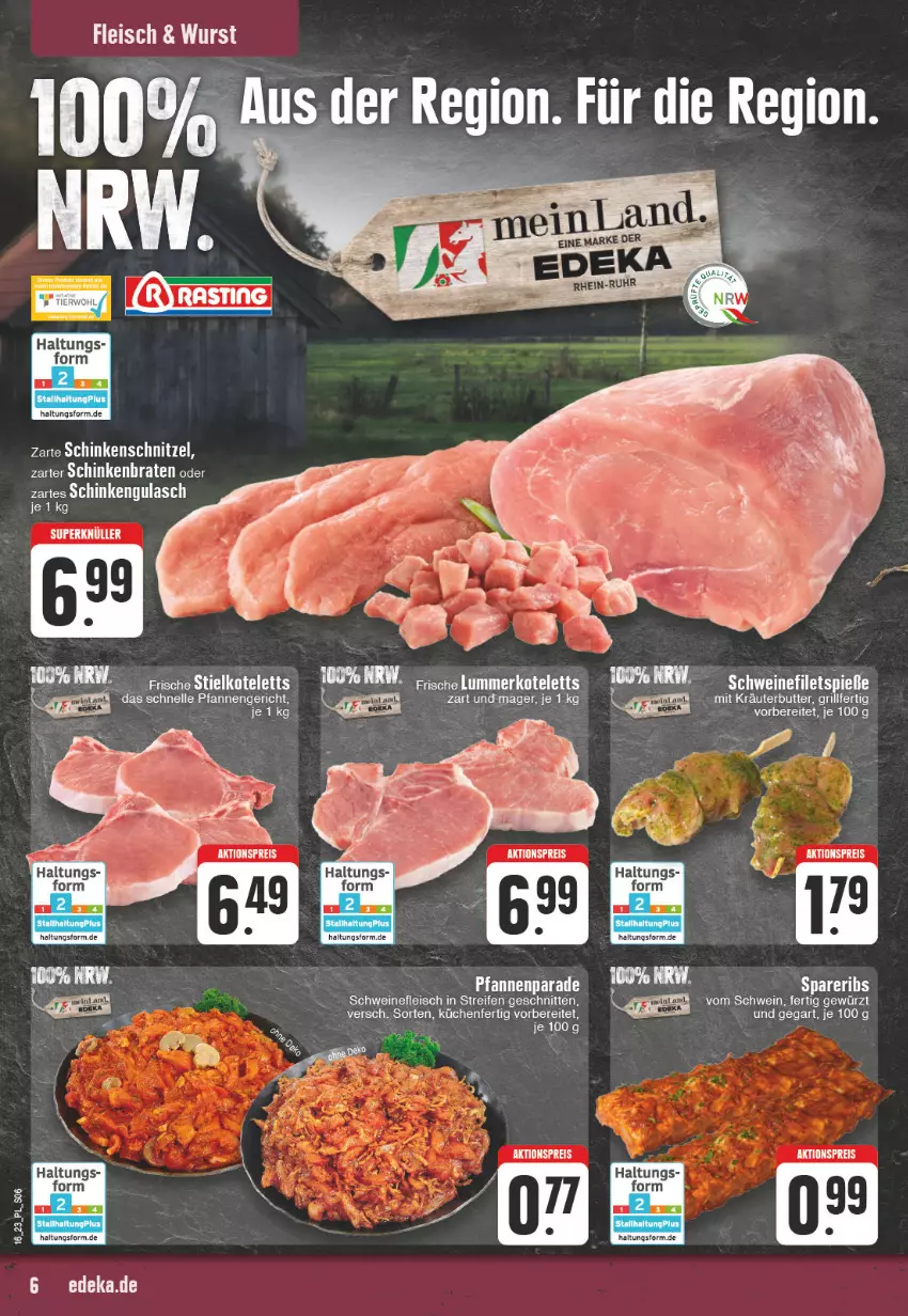 Aktueller Prospekt E Center - Angebote der Woche - von 10.04 bis 15.04.2023 - strona 6 - produkty: aktionspreis, braten, butter, eis, fleisch, gewürz, grill, gulasch, kräuter, kräuterbutter, küche, Küchen, pfanne, pfannen, reifen, reis, schinken, schinkenbraten, schnitten, schwein, schweine, schweinefleisch, spareribs, Ti, wein, weine