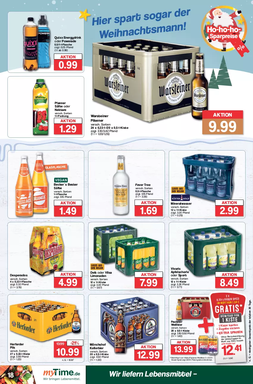 Aktueller Prospekt Famila - Prospekte - von 11.12 bis 16.12.2023 - strona 18 - produkty: Alwa, apfel, Apfelschorle, bier, deit, desperados, drink, eis, elle, flasche, glasflasche, kellerbier, lebensmittel, limo, limonade, limonaden, mineralwasser, mönchshof, Nektar, Paula, paulaner, pfanne, Pfanner, pils, pilsener, Quixx, reis, säfte, schorle, Spezi, Sport, steiner, Ti, vilsa, Vivaris, warsteiner, wasser, ZTE