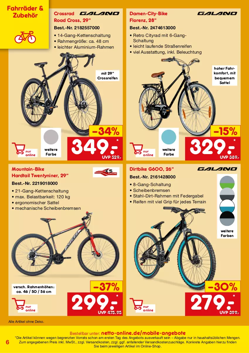 Aktueller Prospekt Netto Marken-Discount - Online-SonderangeboteMobilität - von 27.04 bis 31.07.2023 - strona 6 - produkty: angebot, angebote, beleuchtung, eis, gabel, Kette, Laufen, lorenz, ndk, reifen, reis, sattel, Schal, Ti, ZTE