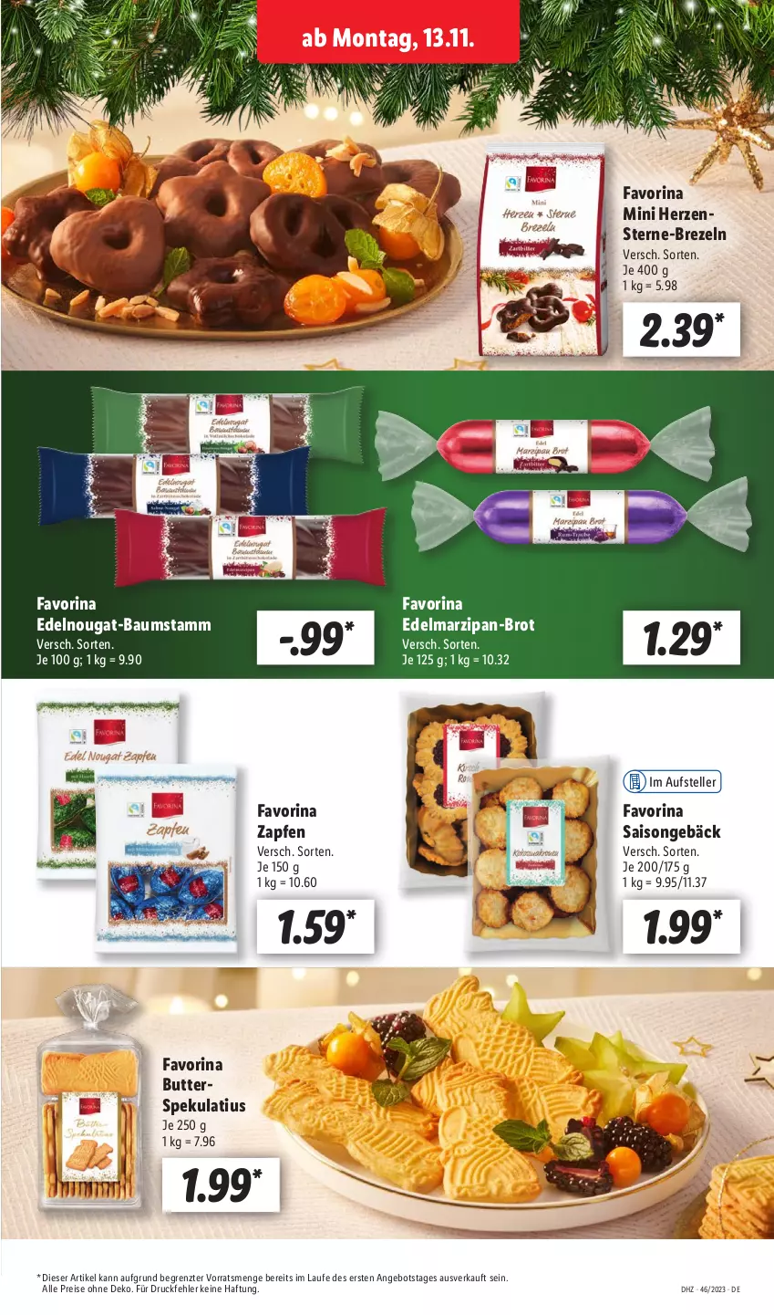 Aktueller Prospekt Lidl - Aktionsprospekt - von 13.11 bis 18.11.2023 - strona 21 - produkty: angebot, Bau, brezel, Brezeln, brot, butter, Butterspekulatius, Edelmarzipan, eis, elle, marzipan, reis, teller, Ti, ZTE