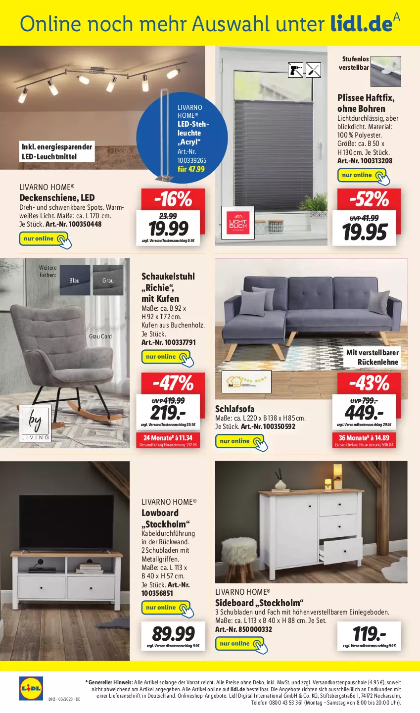 Aktueller Prospekt Lidl - Wochen-Highlights im Onlineshop - von 16.01 bis 22.01.2023 - strona 4 - produkty: angebot, angebote, buch, decke, eis, elle, Holz, led-stehleuchte, Leuchte, leuchtmittel, LG, lowboard, ndk, reis, rel, Ria, rückenlehne, rückwand, Schal, Schale, Schaukel, schlafsofa, schubladen, sideboard, Sofa, stehleuchte, stuhl, telefon, Ti, uhr