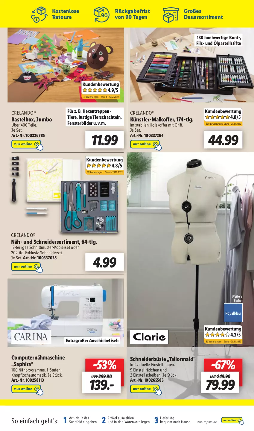 Aktueller Prospekt Lidl - Wochen-Highlights im Onlineshop - von 16.01 bis 22.01.2023 - strona 7 - produkty: auer, auto, computer, creme, Elan, elle, fenster, Holz, HP, jumbo, koffer, korb, LG, Lusti, Nähmaschine, pute, rel, stifte, Ti, Tiere, tisch