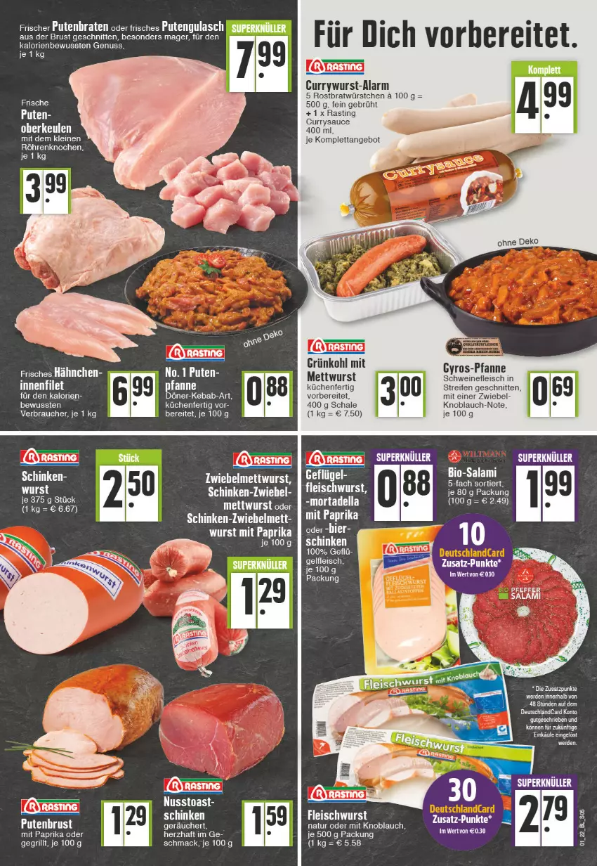 Aktueller Prospekt Edeka - Angebote der Woche - von 03.01 bis 08.01.2022 - strona 5 - produkty: angebot, asti, bett, bier, bio, Bio-Salami, braten, curry, currywurst, eis, erde, filet, fleisch, grill, gulasch, gyros, knoblauch, küche, Küchen, leine, mac, Mett, mettwurst, mit knoblauch, mit paprika, natur, nuss, paprika, pfanne, pute, Rauch, reifen, salami, sauce, Schal, Schale, schinken, schnitten, schwein, schweine, schweinefleisch, tee, Ti, wein, weine, wurst, würstchen, zwiebel, zwiebelmettwurst