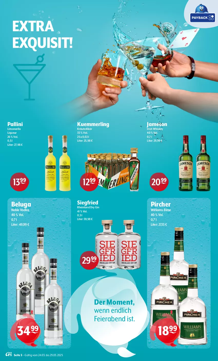 Aktueller Prospekt Getraenke Hoffmann - Prospekte - von 24.03 bis 29.03.2025 - strona 5 - produkty: Beluga, dry gin, eier, gin, irish whiskey, jameson, kräuter, kräuterlikör, kuemmerling, likör, limo, liqueur, merl, pircher, Ti, vodka, whiskey, Williams Birne