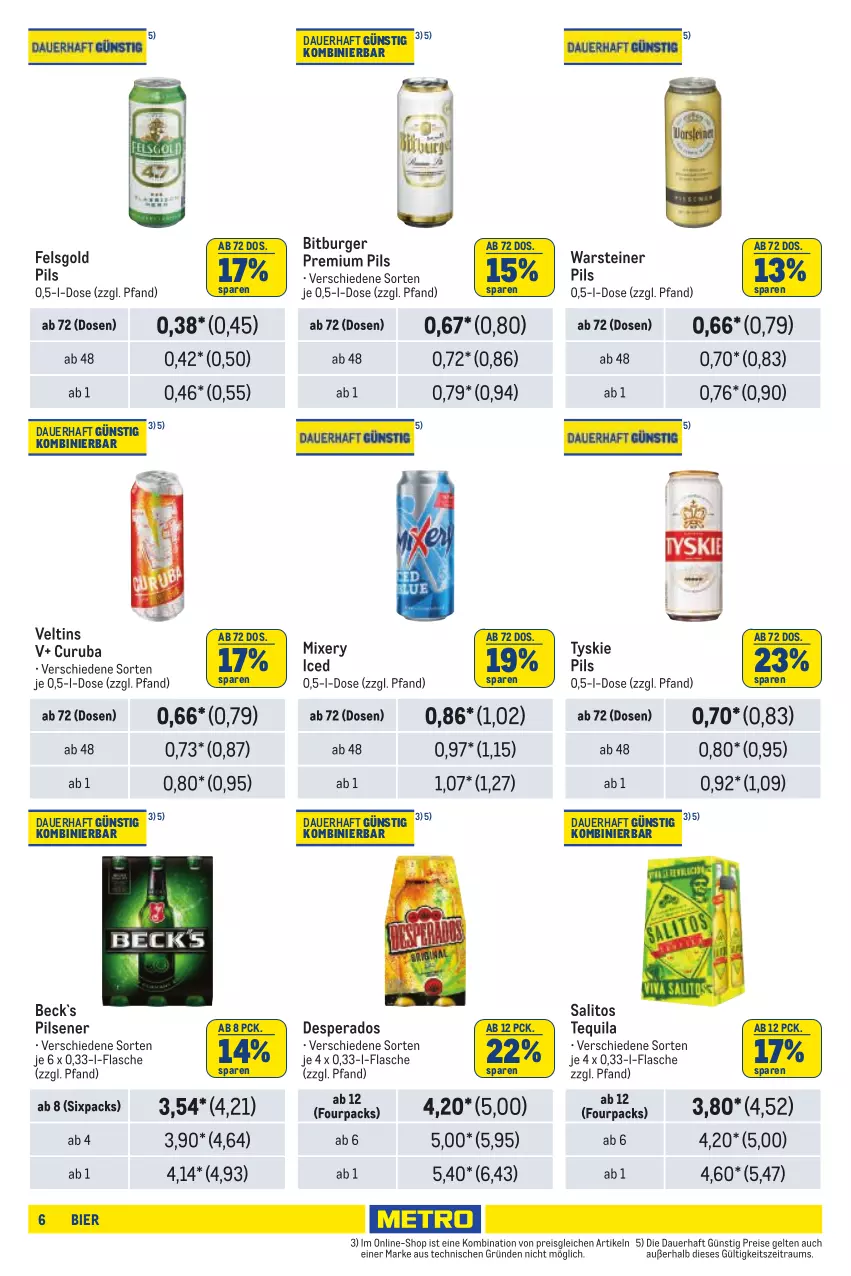 Aktueller Prospekt Metro - Händler Journal - von 11.07 bis 24.07.2024 - strona 6 - produkty: auer, bier, bitburger, burger, desperados, eis, flasche, Mixer, mixery, pils, pilsener, premium pils, reis, steiner, tequila, Ti, tyskie, veltins, warsteiner