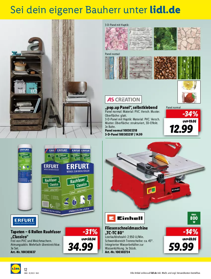 Aktueller Prospekt Lidl - Aktuelle Onlineshop-Highlights - von 01.01 bis 31.01.2022 - strona 12 - produkty: Bau, Behälter, classico, mac, ndk, Rauhfaser, Ria, Tapete, Tapeten, Ti, wasser