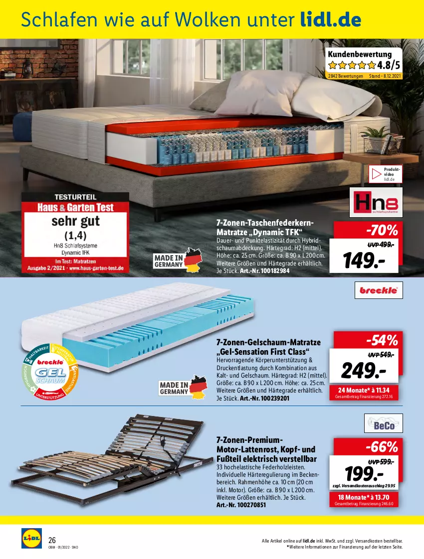 Aktueller Prospekt Lidl - Aktuelle Onlineshop-Highlights - von 01.01 bis 31.01.2022 - strona 26 - produkty: asti, auer, deo, eis, elle, federkern, federkernmatratze, Hela, Holz, kernmatratze, latte, lattenrost, mab, matratze, ndk, schauma, Tasche, taschen, taschenfederkernmatratze, Ti, tisch, ZTE