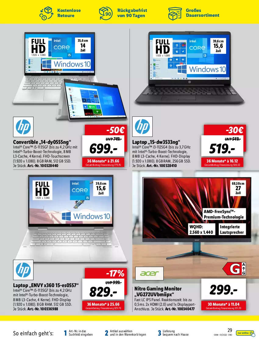 Aktueller Prospekt Lidl - Aktuelle Onlineshop-Highlights - von 01.01 bis 31.01.2022 - strona 29 - produkty: auer, HDMI, Intel, korb, Laptop, lautsprecher, monitor, ssd, Ti, touchscreen