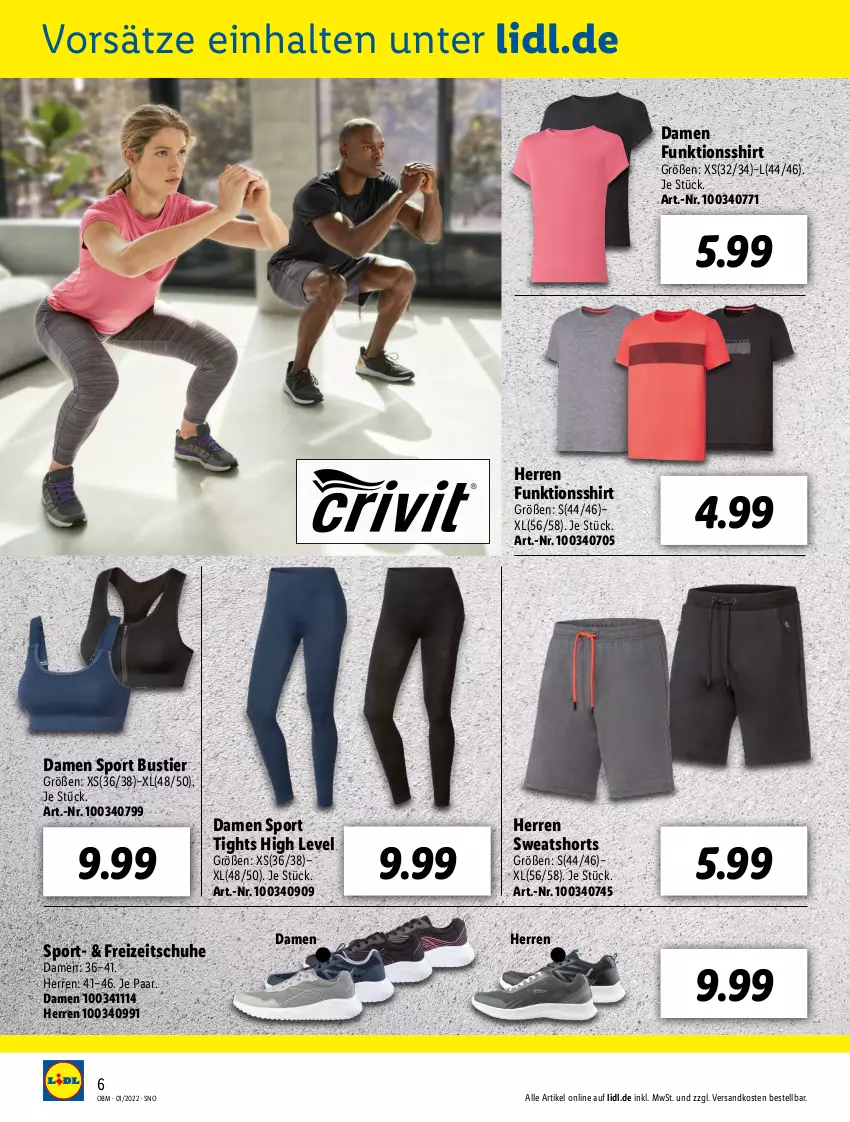 Aktueller Prospekt Lidl - Aktuelle Onlineshop-Highlights - von 01.01 bis 31.01.2022 - strona 6 - produkty: Freizeitschuhe, funktionsshirt, ndk, schuhe, shirt, shorts, Sport, Stier, sweatshorts, Ti